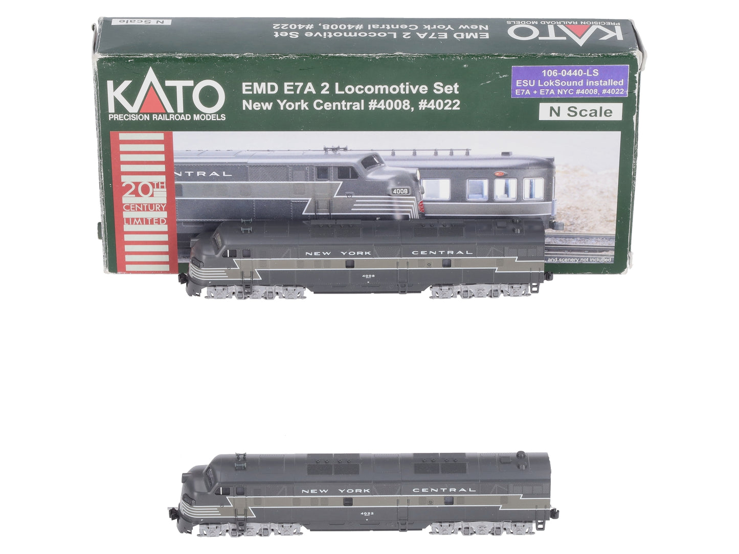 Kato 106-0440-LS N EMD E7A New York Central Diesel Set #4008/#4022 w/DCC & Sound