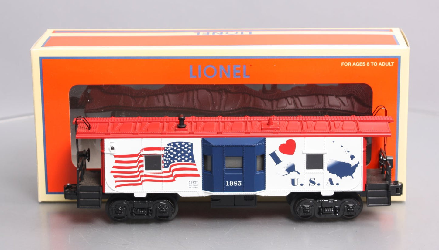 Lionel 6-29727 O Gauge I Love USA Bay Window Illuminated Caboose #1985 LN/Box