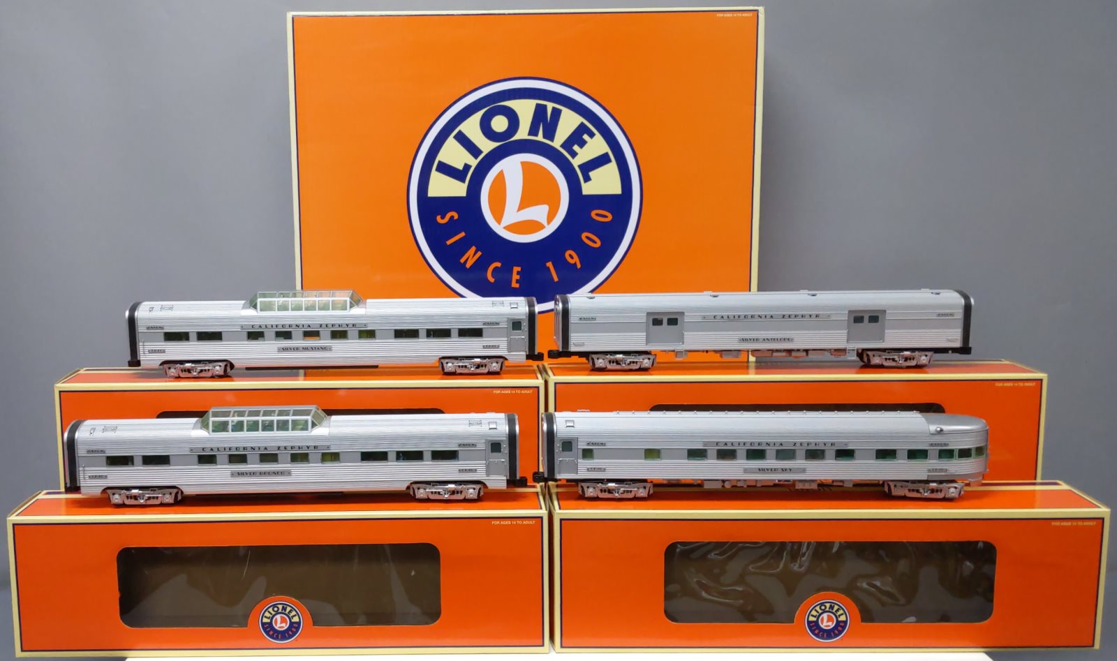 Lionel 6-25722 O Gauge D&RGW California Zephyr 18'' Aluminum Passenger 4-Car Set