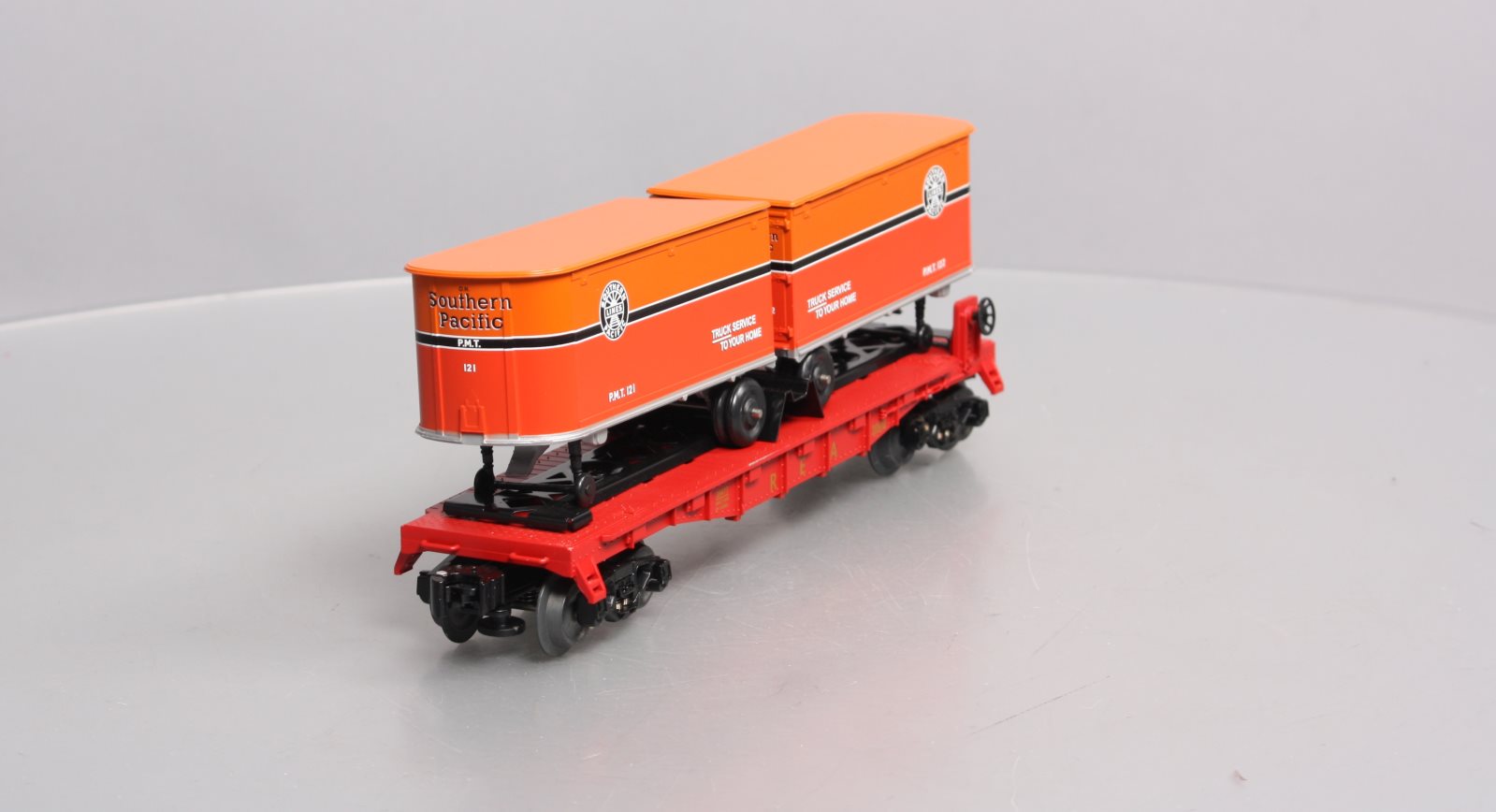 Lionel 6-81465 O Gauge Southern Pacific Flatcar w/Piggyback Trailers #39477