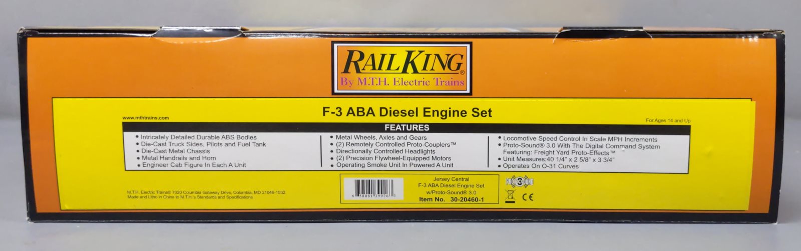MTH 30-20460-1 O Jersey Central F3 ABA Diesel Engine Set with PS 3.0 #52/55