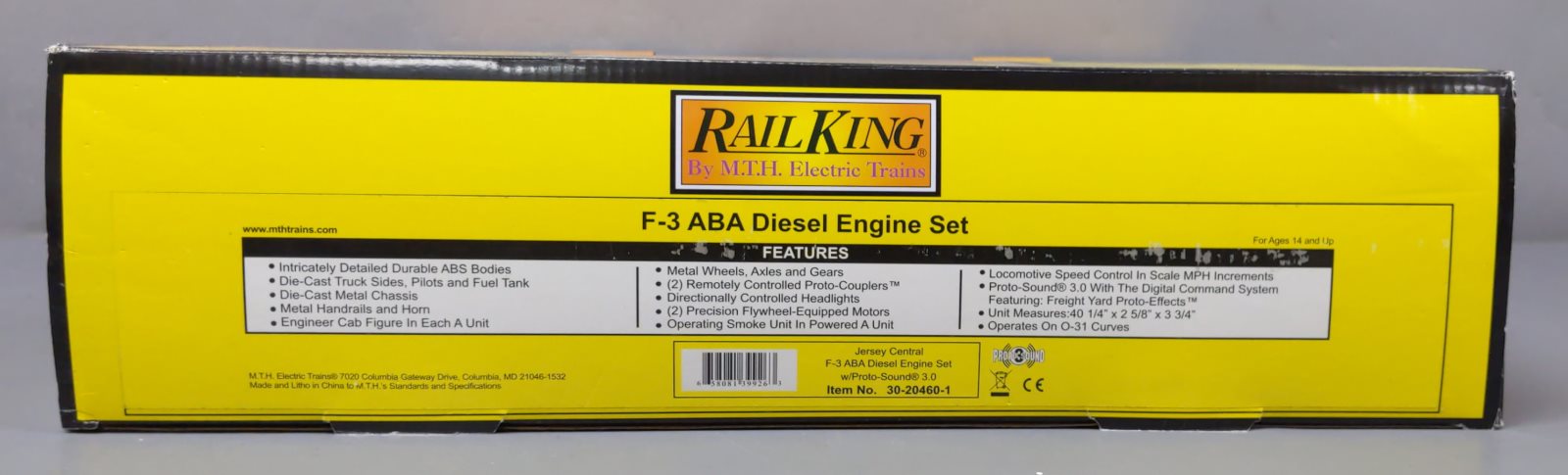 MTH 30-20460-1 O Jersey Central F3 ABA Diesel Engine Set with PS 3.0 #52/55