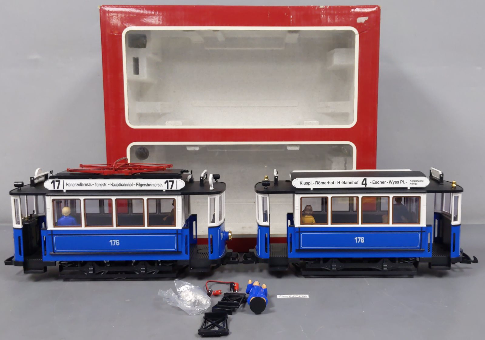 LGB 20202 G Scale Trolley Car Set (Blue) LN/Box
