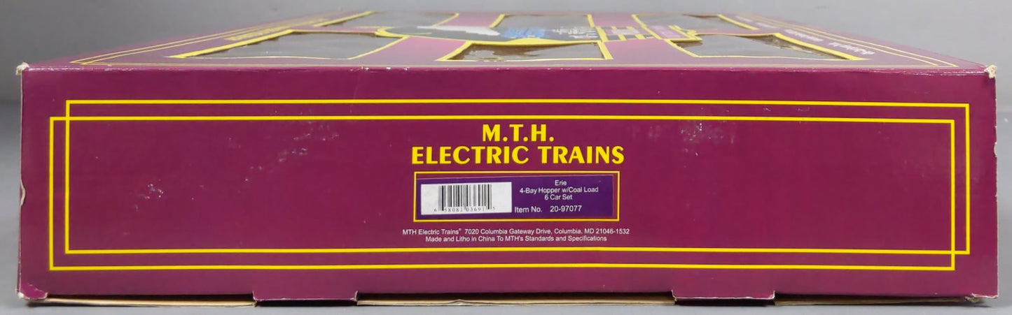 MTH 20-97077 O Erie Premier 4-Bay Hopper Car Set with Coal Loads (Set of 6) LN/Box