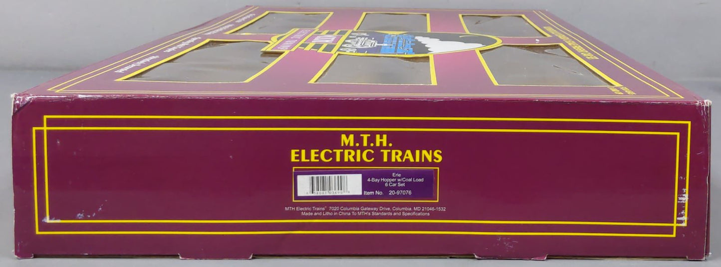 MTH 20-97076 O Erie Premier 4-Bay Hopper Car Set with Coal Loads (Set of 6) NIB