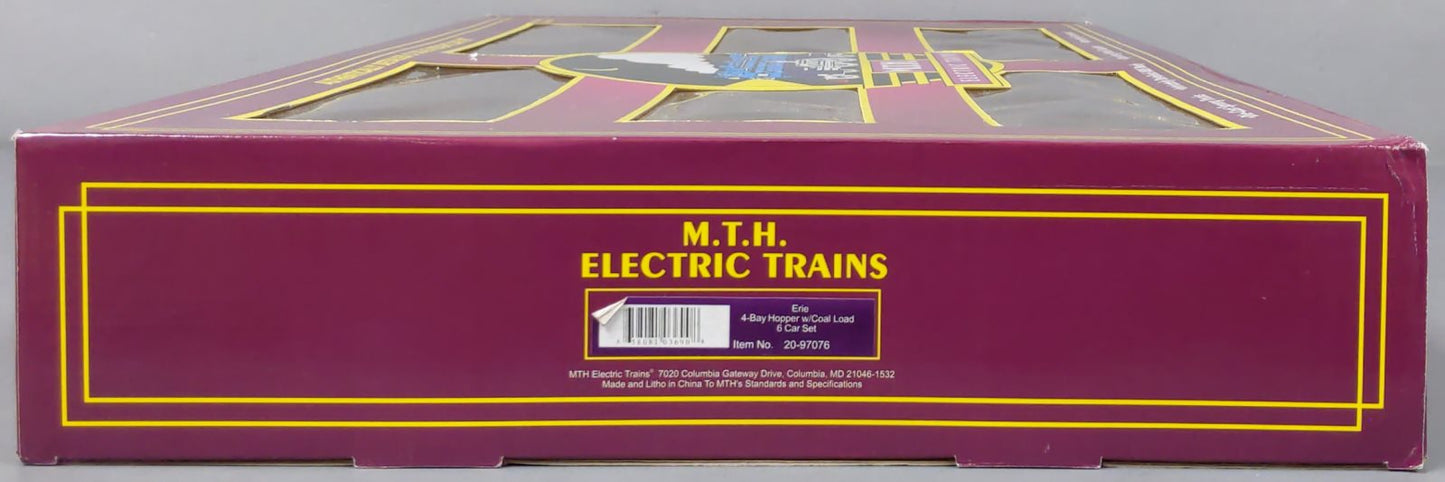 MTH 20-97076 O Erie Premier 4-Bay Hopper Car Set with Coal Loads (Set of 6) NIB