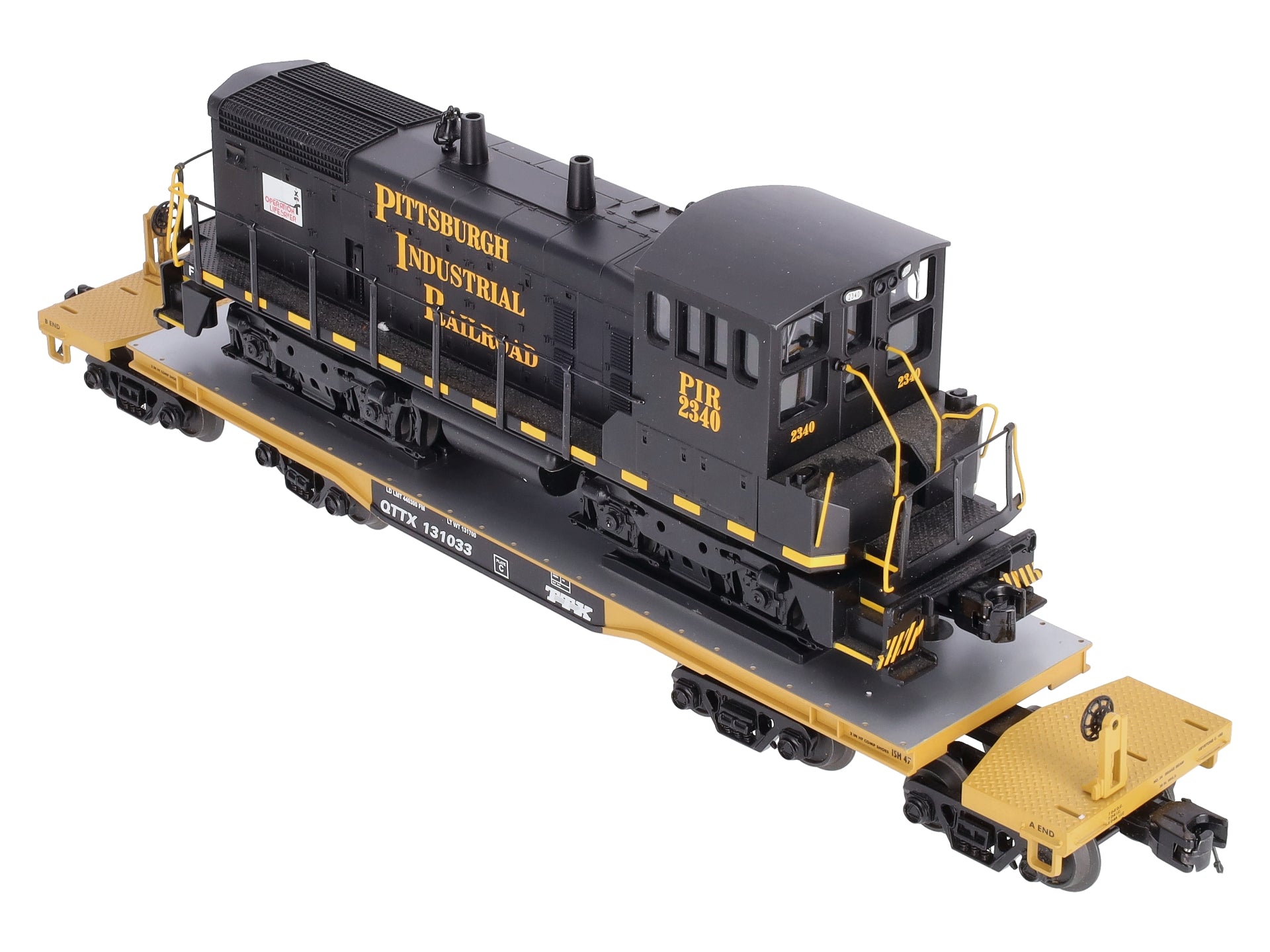 MTH 20-98578 O TTX 47' TTX Flatcar w/SW-1500 Loco #2340 – Trainz