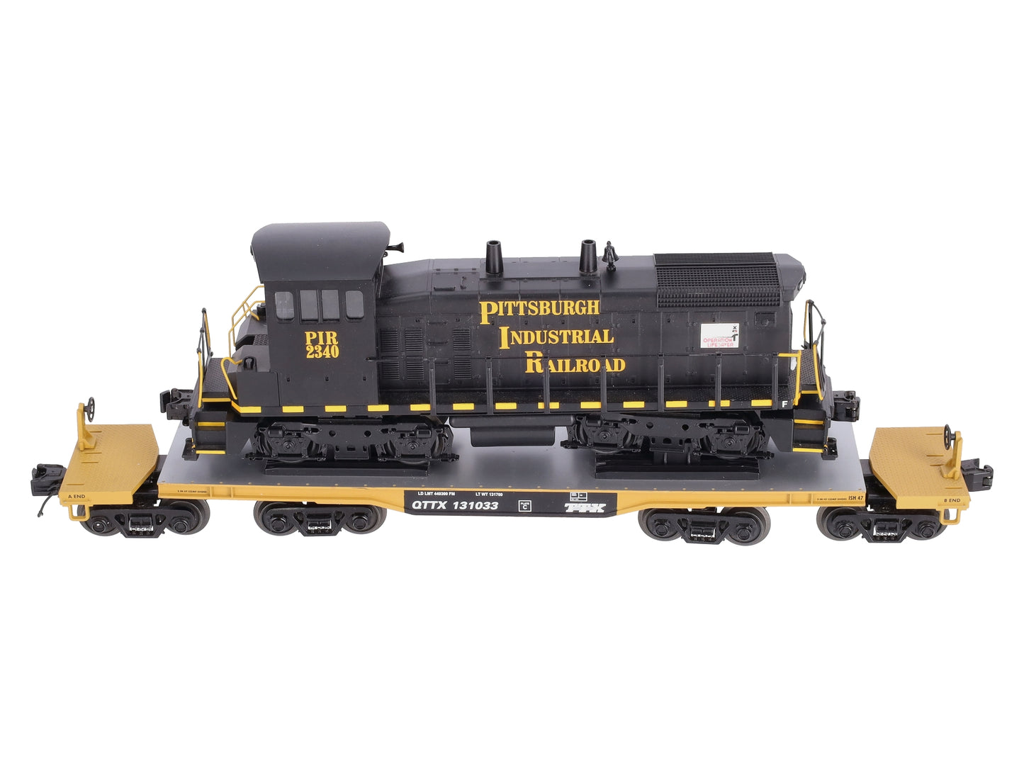 MTH 20-98578 O TTX 47' TTX Flatcar w/SW-1500 Loco #2340