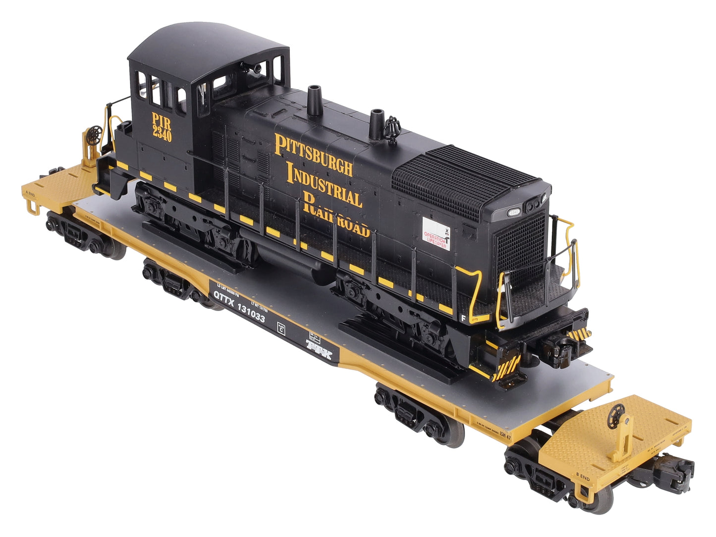 MTH 20-98578 O TTX 47' TTX Flatcar w/SW-1500 Loco #2340