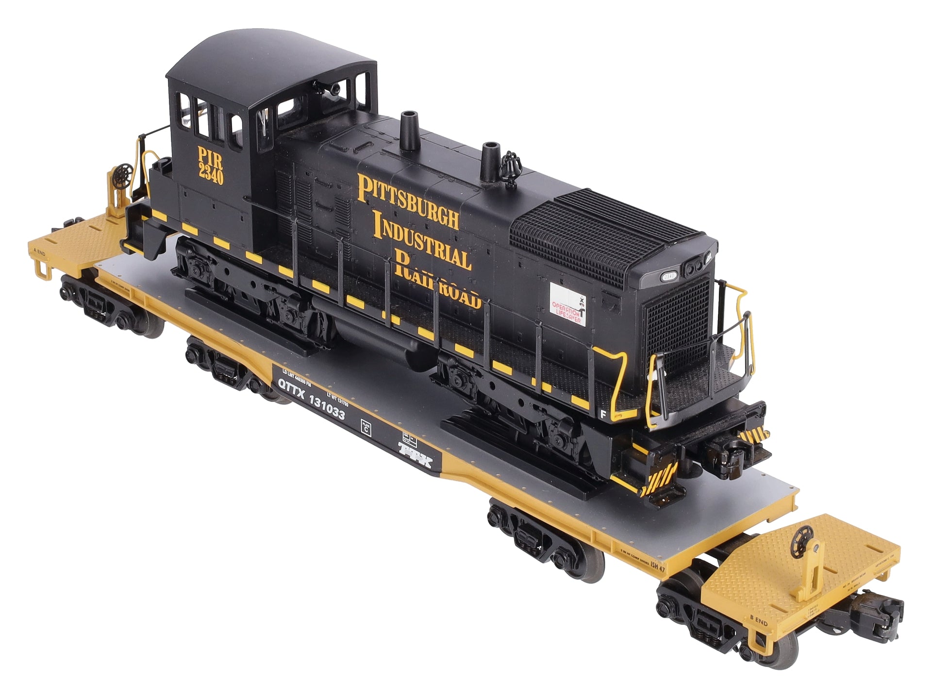 MTH 20-98578 O TTX 47' TTX Flatcar w/SW-1500 Loco #2340