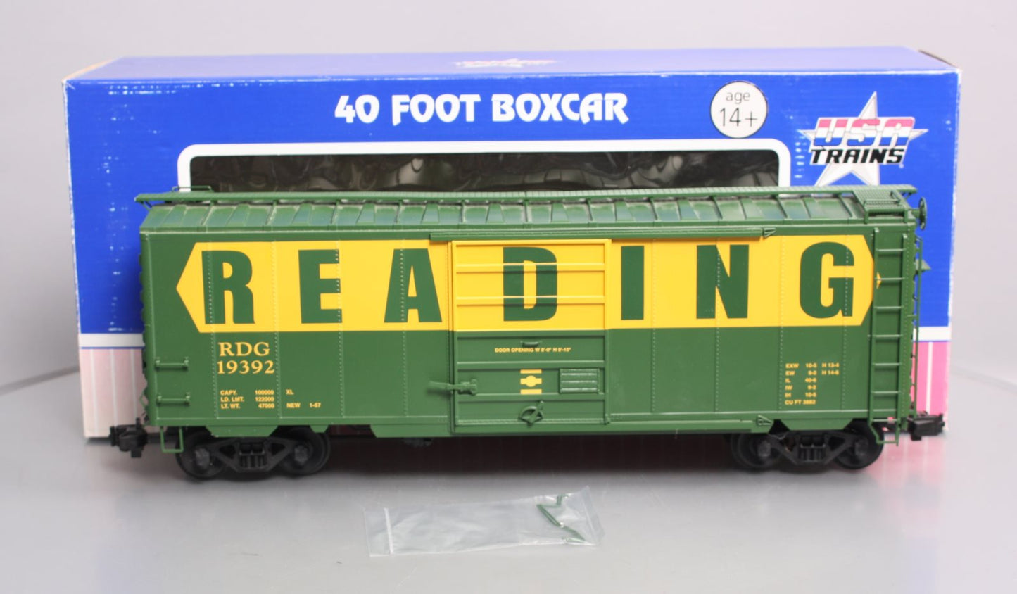 USA Trains R19240B G Reading 40 Ft. PS-1 Simulated Steel Box Car #19392