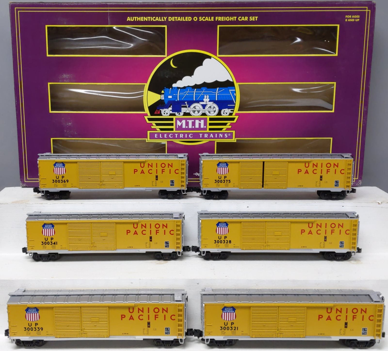 MTH 20-9008 O Union Pacific 50' Double Door BoxCar (Set of 6) NIB