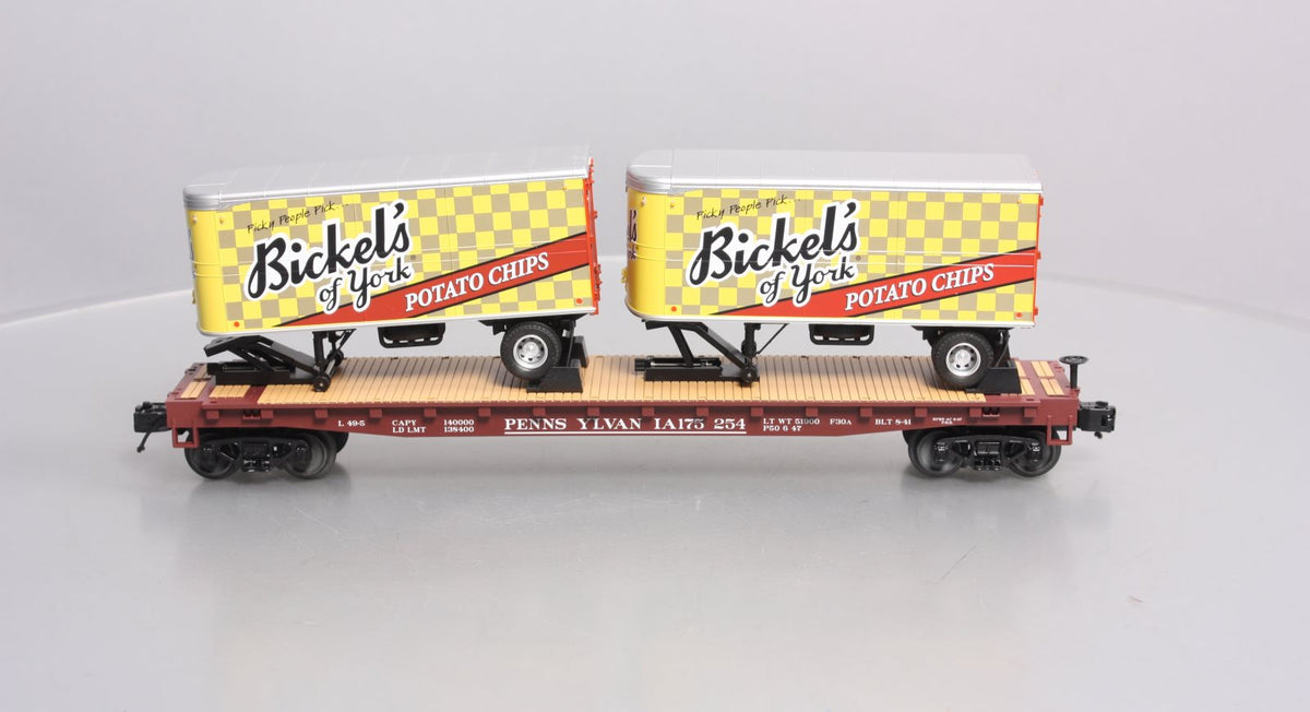 MTH 20-95508 O Pennsylvania Flat Car with PUP Trailers #175251 LN/Box