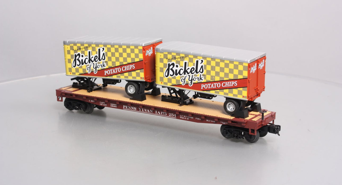 MTH 20-95508 O Pennsylvania Flat Car with PUP Trailers #175251