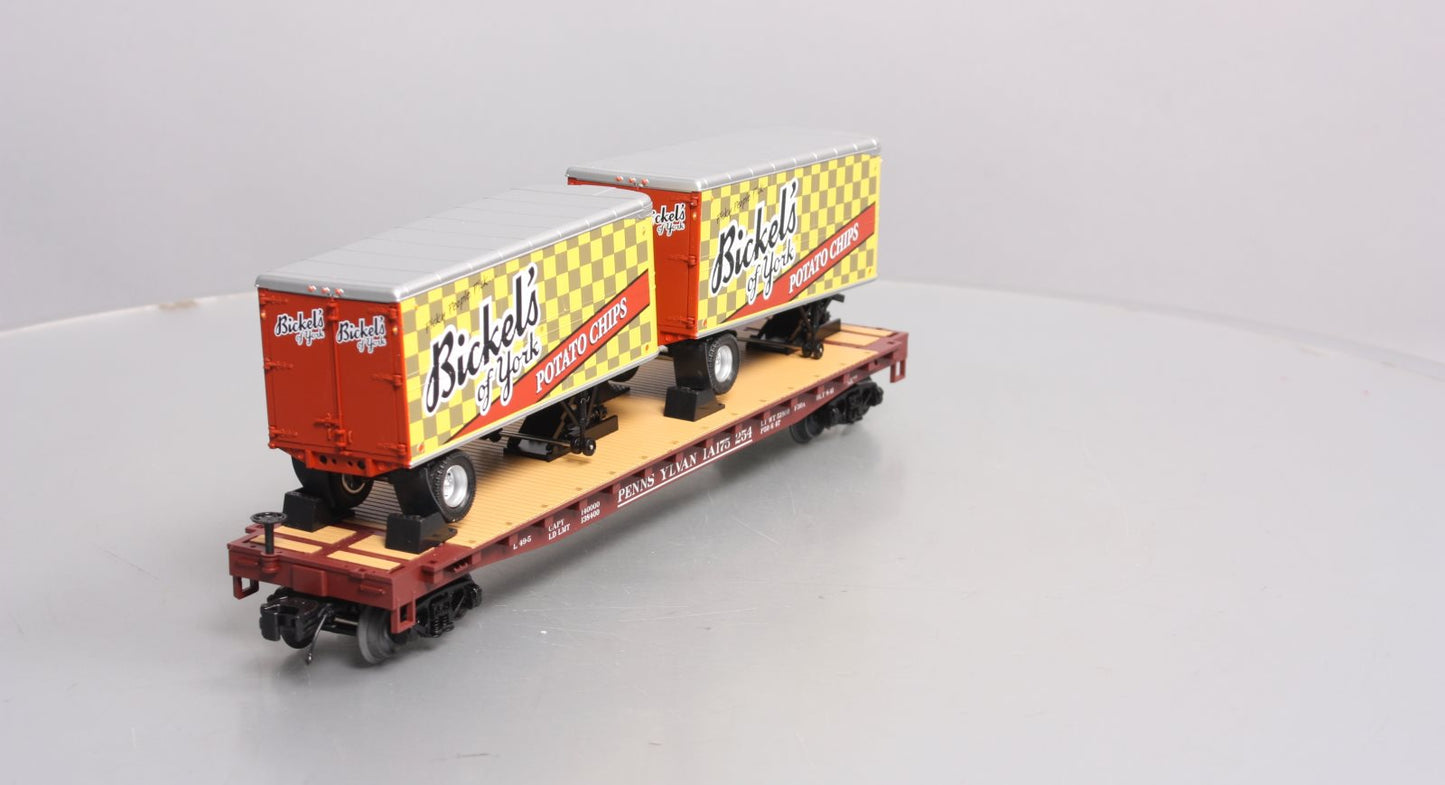 MTH 20-95508 O Pennsylvania Flat Car with PUP Trailers #175251