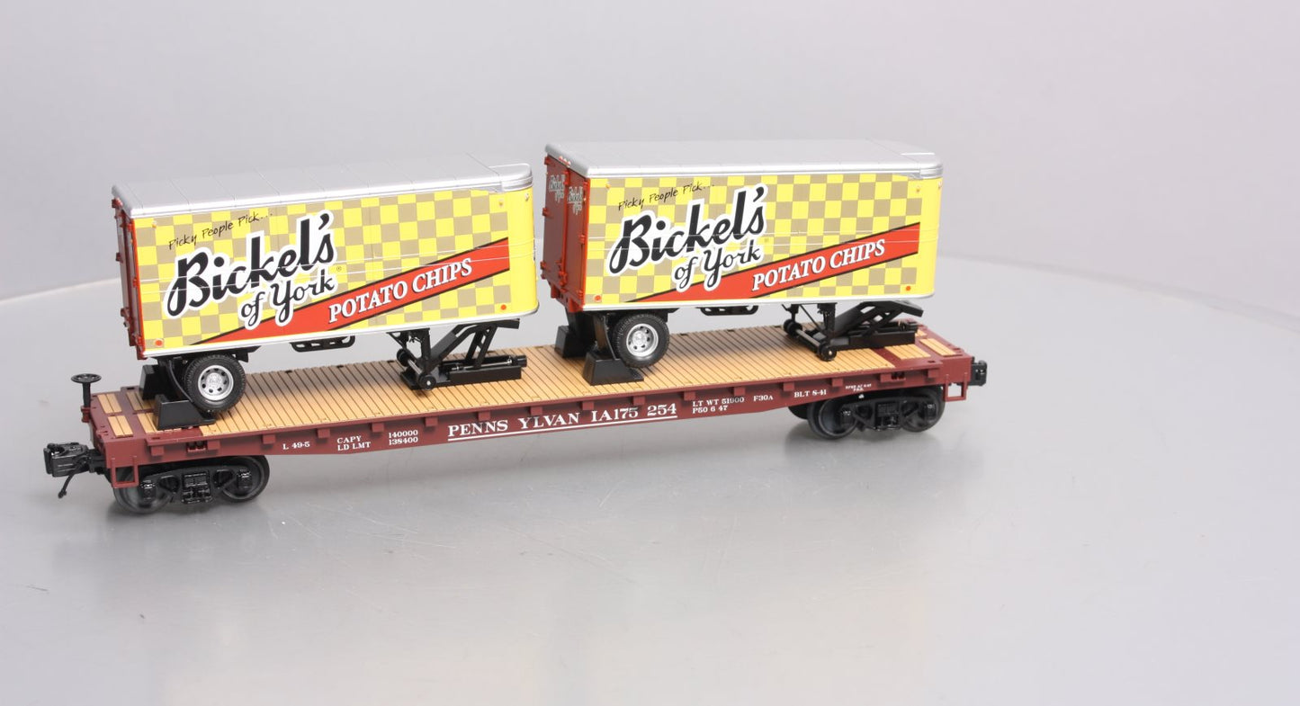 MTH 20-95508 O Pennsylvania Flat Car with PUP Trailers #175251