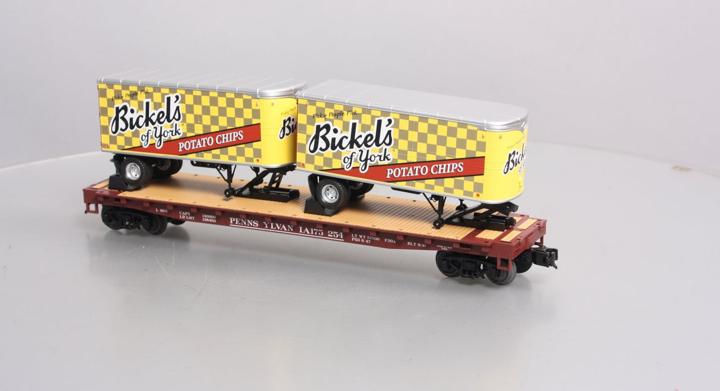 MTH 20-95508 O Pennsylvania Flat Car with PUP Trailers #175251