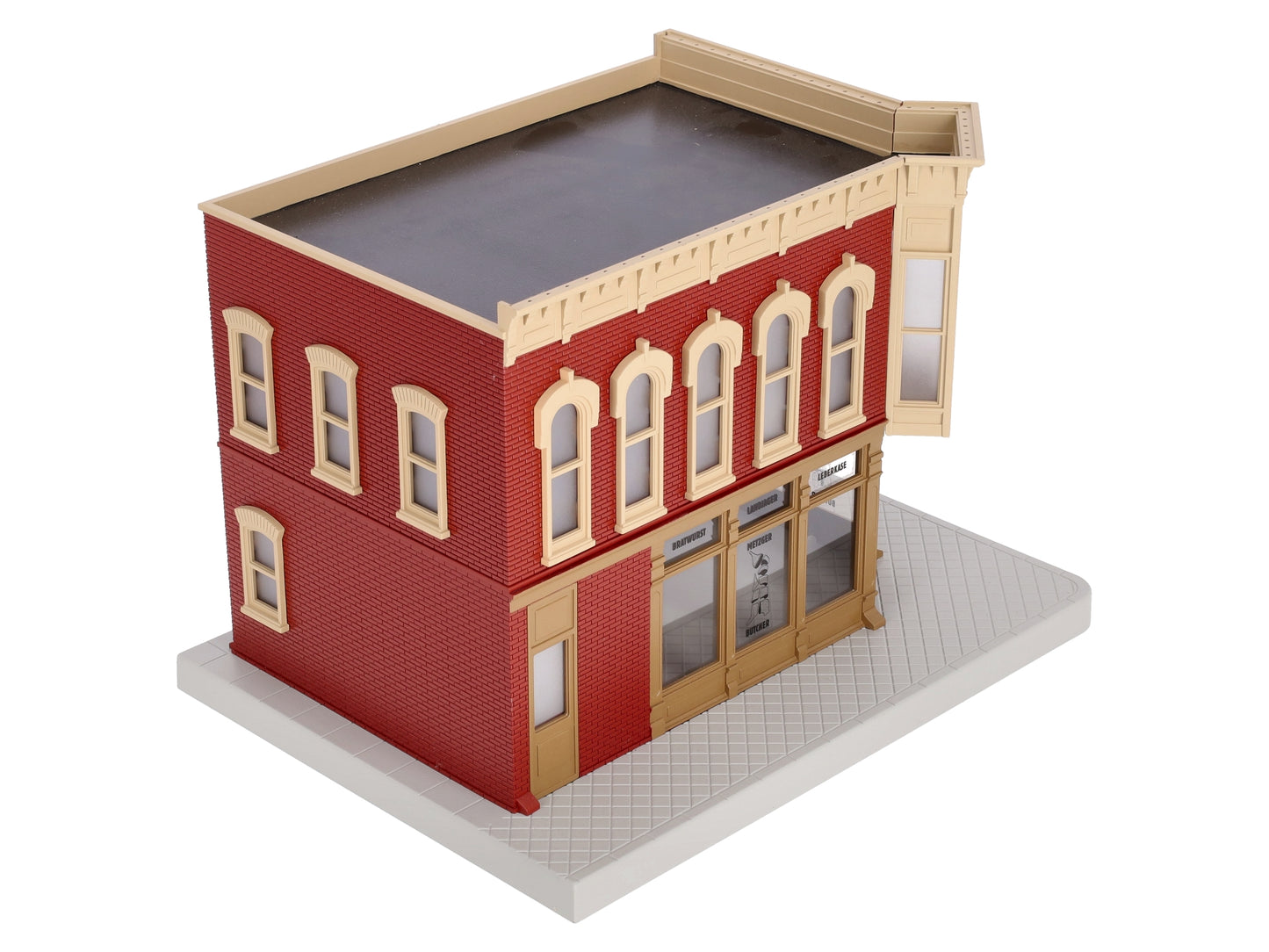 MTH 30-90341 O Scale Metzger Butcher Shop Corner Building w/ Blinking Sign