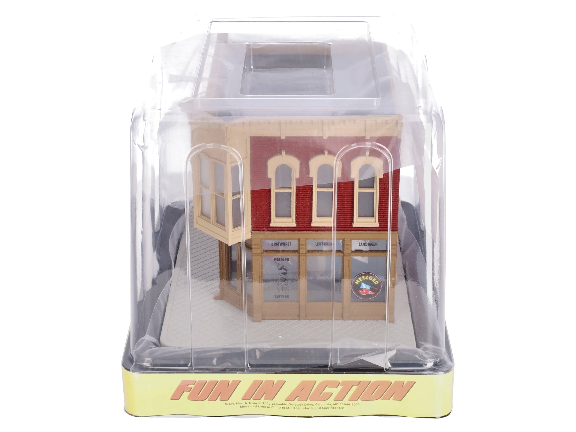 MTH 30-90341 O Scale Metzger Butcher Shop Corner Building w/ Blinking Sign