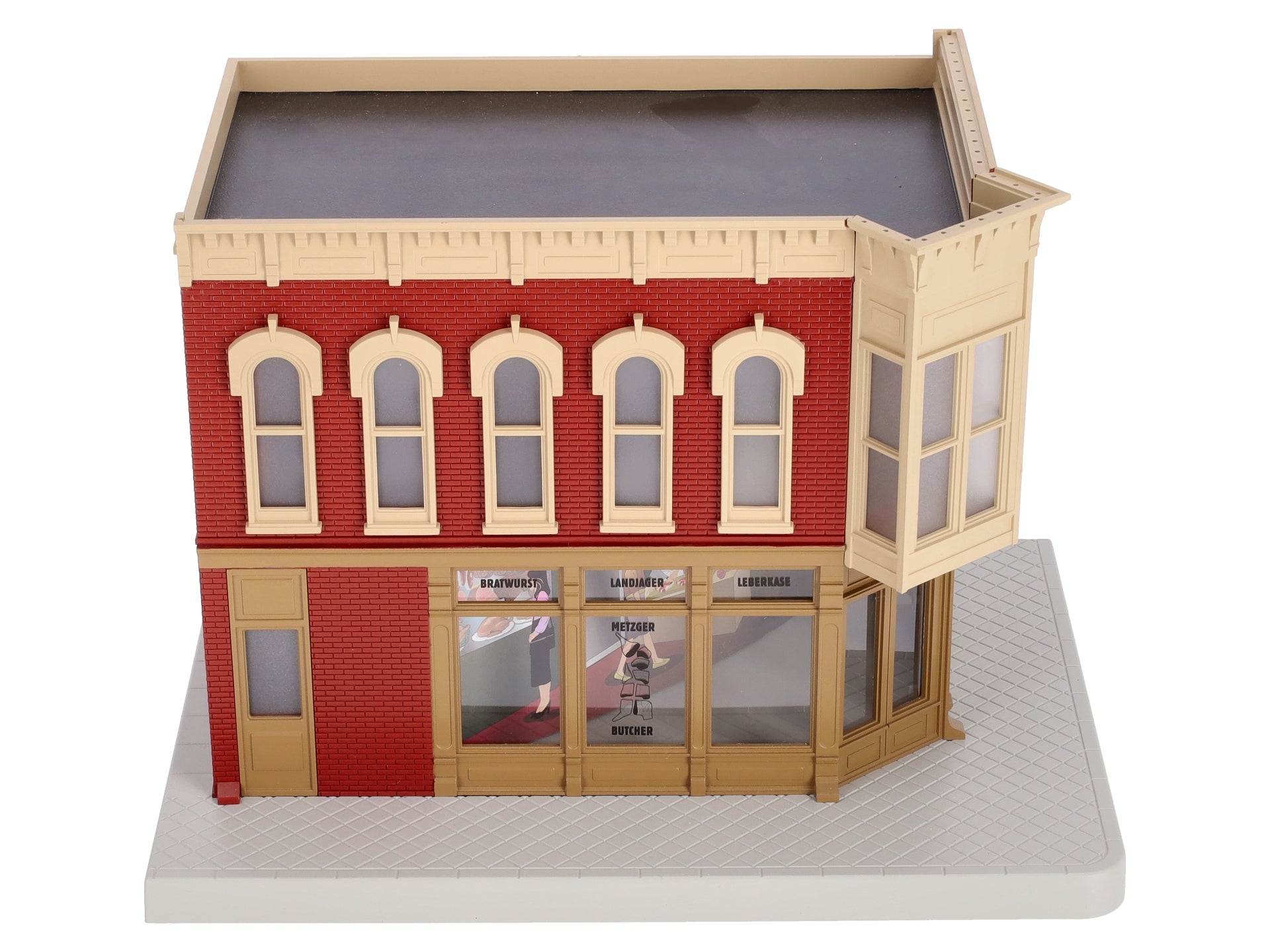 MTH 30-90341 O Scale Metzger Butcher Shop Corner Building w/ Blinking Sign