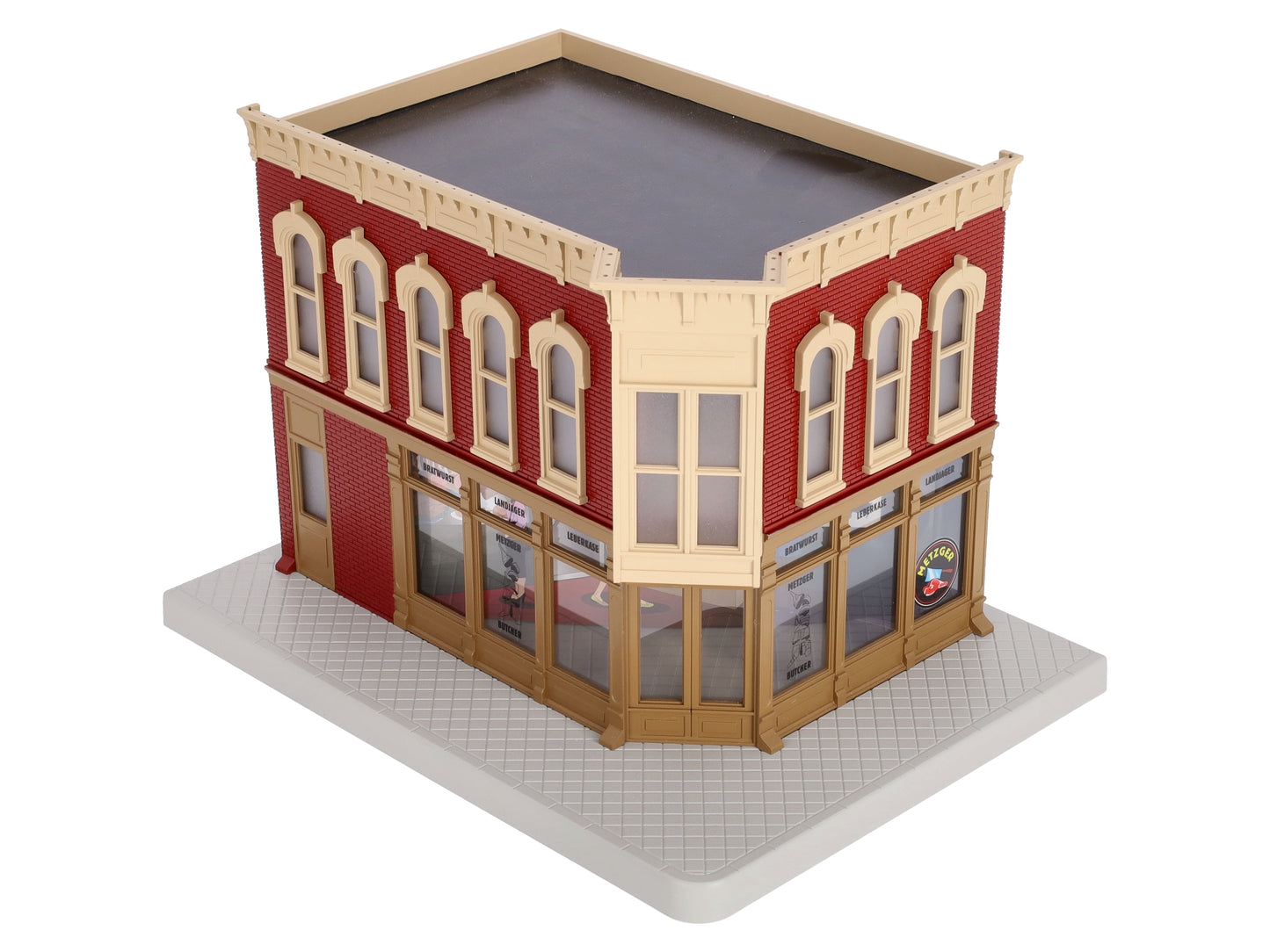 MTH 30-90341 O Scale Metzger Butcher Shop Corner Building w/ Blinking Sign