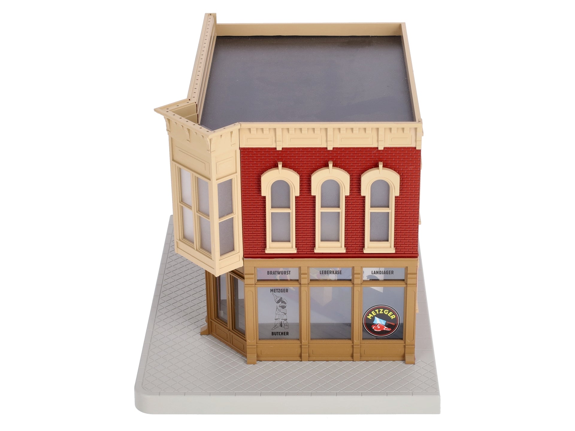 MTH 30-90341 O Scale Metzger Butcher Shop Corner Building w/ Blinking Sign