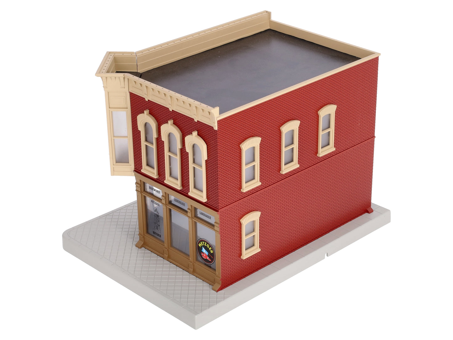 MTH 30-90341 O Scale Metzger Butcher Shop Corner Building w/ Blinking Sign