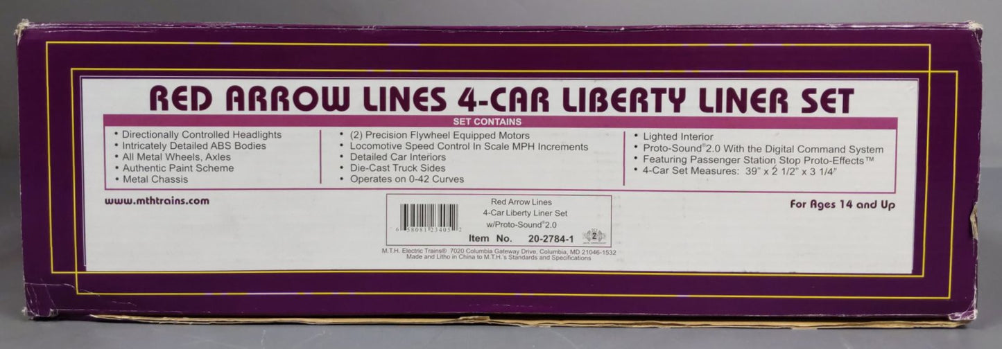 MTH 20-2784-1 Red Arrow Lines Liberty Liner O Gauge Train Set w/PS 2.0