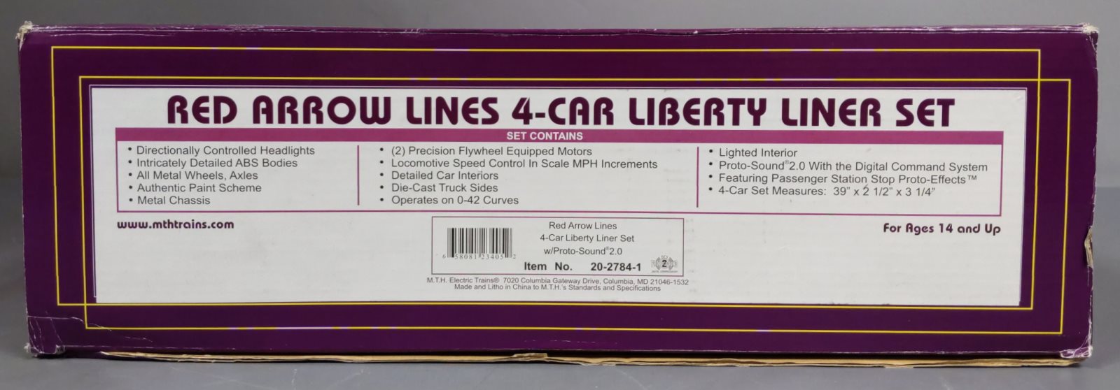 MTH 20-2784-1 Red Arrow Lines Liberty Liner O Gauge Train Set w/PS 2.0