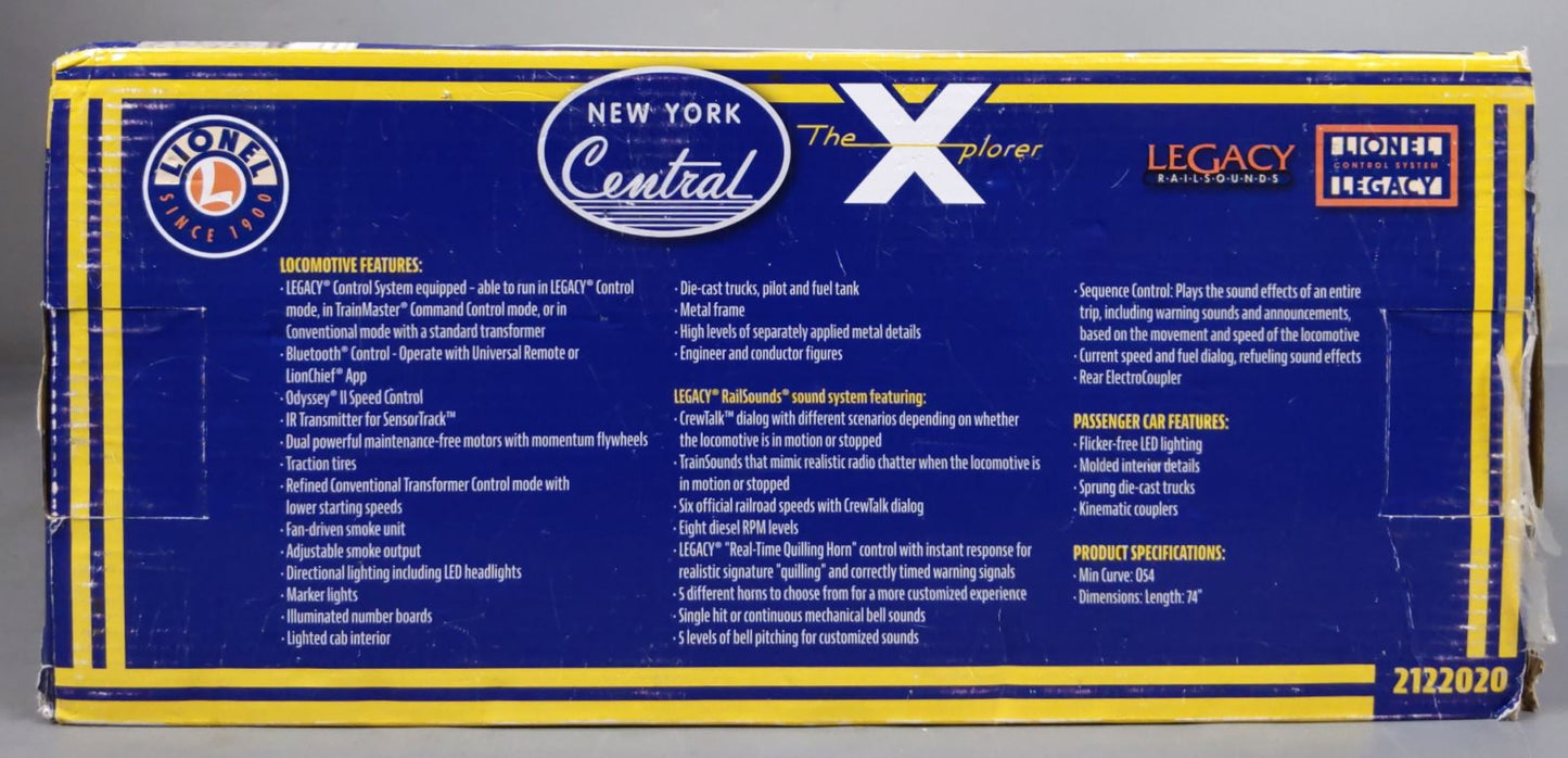 Lionel 2122020 O Gauge New York Central Xplorer Diesel Train Set