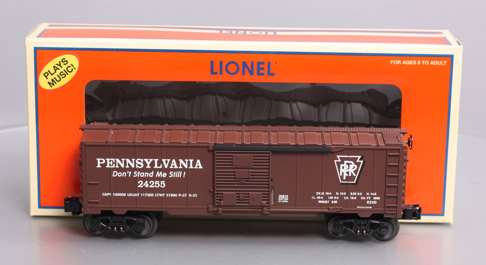 Lionel 6-26815 O Gauge PRR Boxcar w/Harmonica Playing Hobo #24255