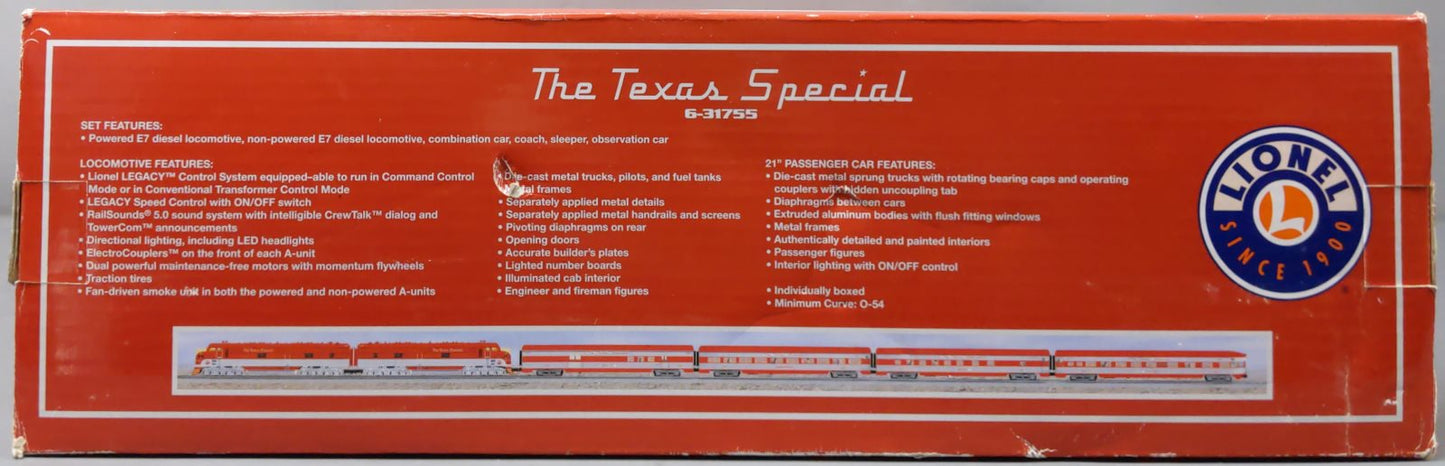 Lionel 6-31755 O Gauge The Texas Special Diesel Train Set EX/Box