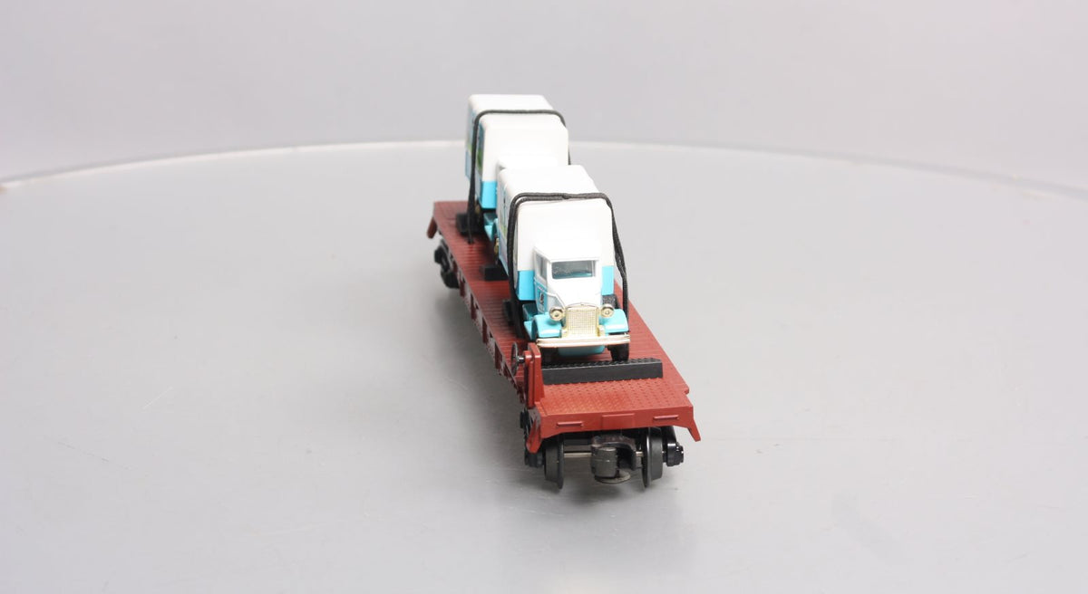 MTH 30-76116 O Gauge Wisconsin Central Flatcar With 2 Dairy Trucks  #5618 LN/Box