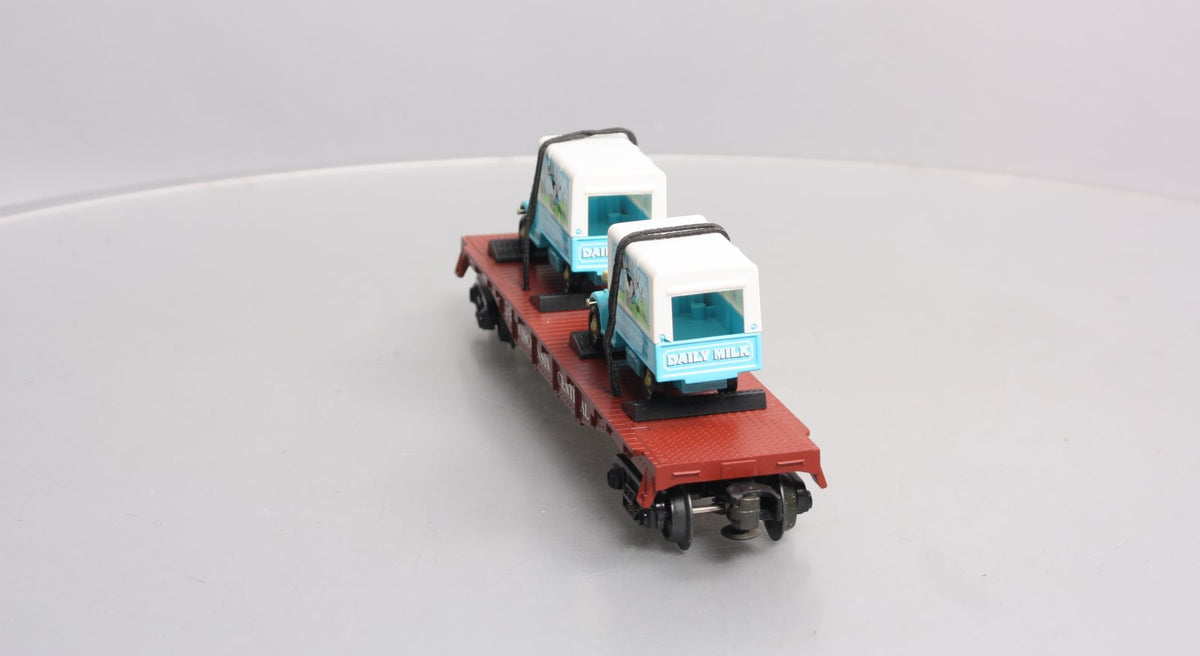MTH 30-76116 O Gauge Wisconsin Central Flatcar With 2 Dairy Trucks  #5618 LN/Box