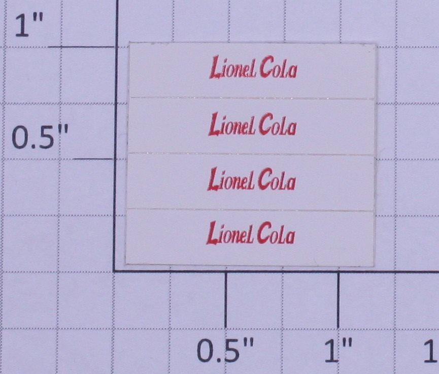 Lionel 16777-30 Lionel Cola Cans Decal Sheet