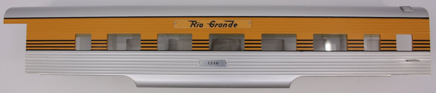 Lionel 21196-2 #1246 K-Line Denver & Rio Grande Aluminum Coach Shell
