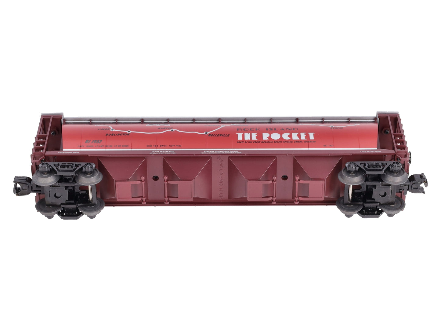 MTH 30-75392 O Gauge Rock Island 4-Bay Cylindrical Hopper #1937