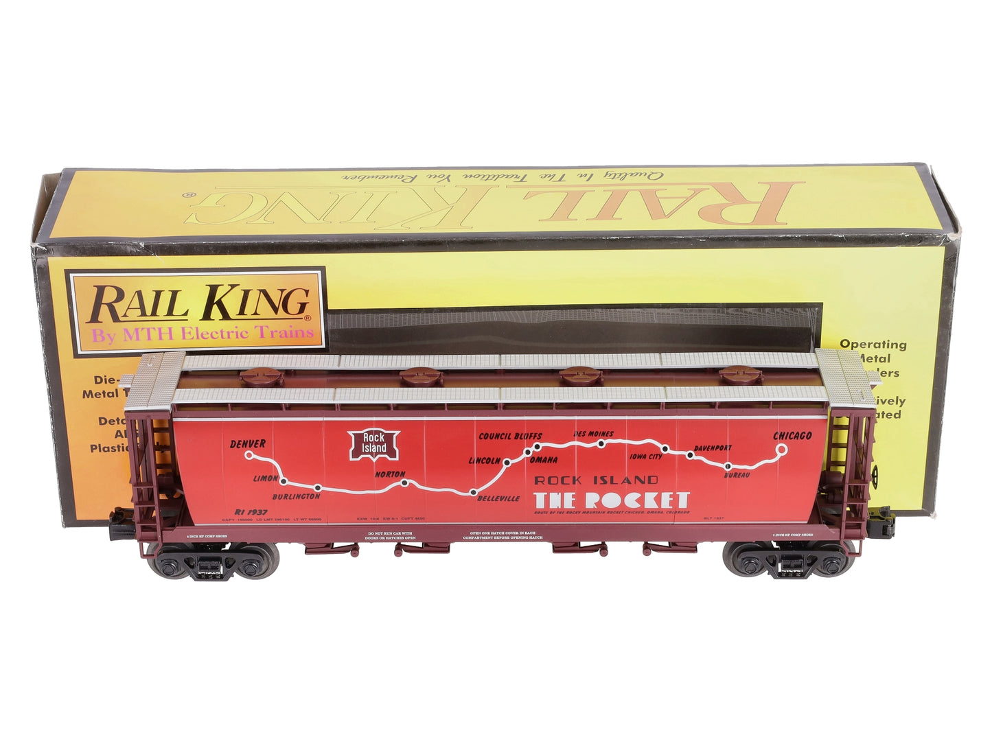 MTH 30-75392 O Gauge Rock Island 4-Bay Cylindrical Hopper #1937