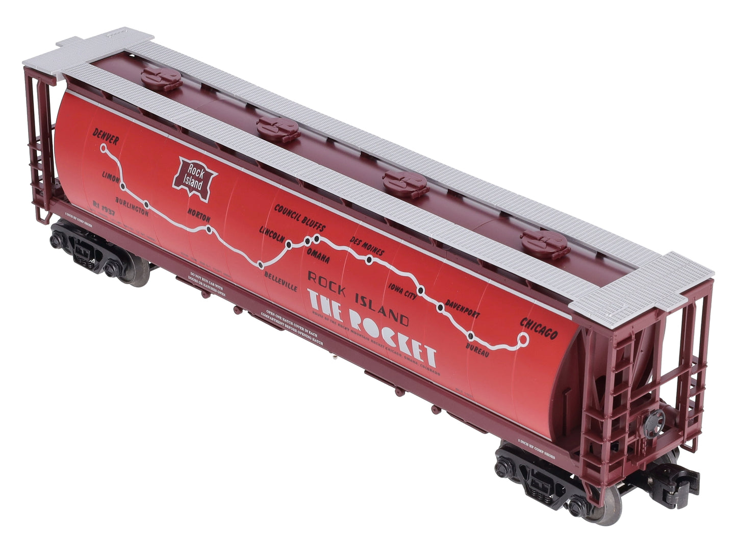 MTH 30-75392 O Gauge Rock Island 4-Bay Cylindrical Hopper #1937