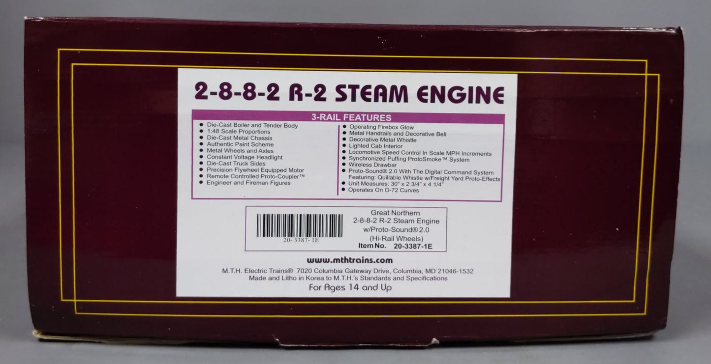 MTH 20-3387-1E O Gauge GN 2-8-8-2 R-2 Steam Locomotive & Tender w/PS2 #2058 NIB