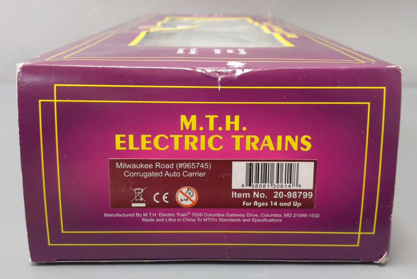 MTH 20-98799 O Guage Milwaukee Road Corrugated Auto Carrier #965745