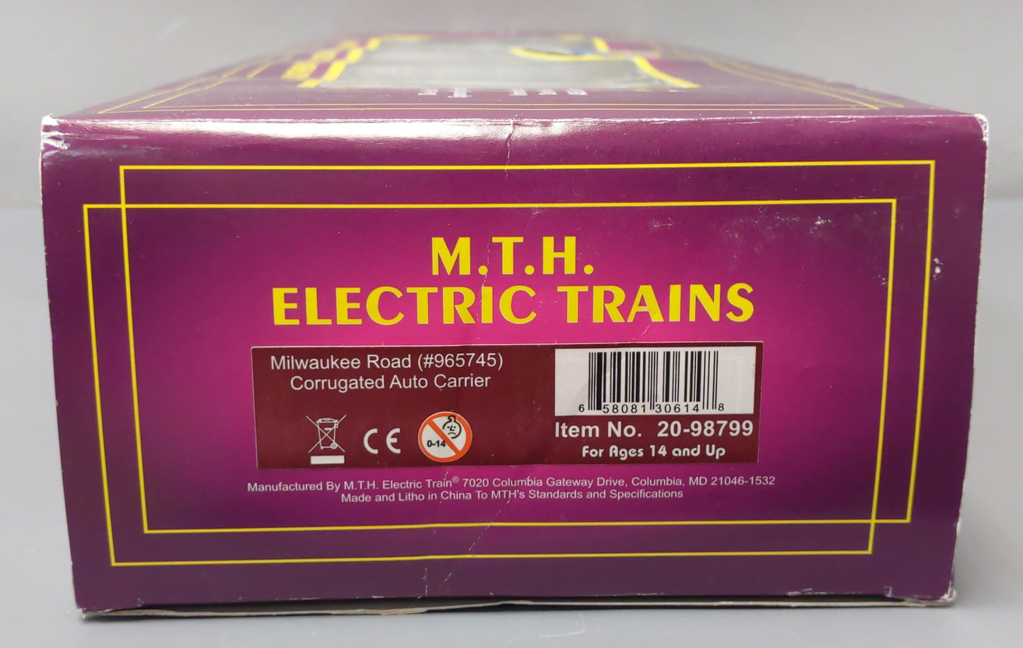MTH 20-98799 O Guage Milwaukee Road Corrugated Auto Carrier #965745