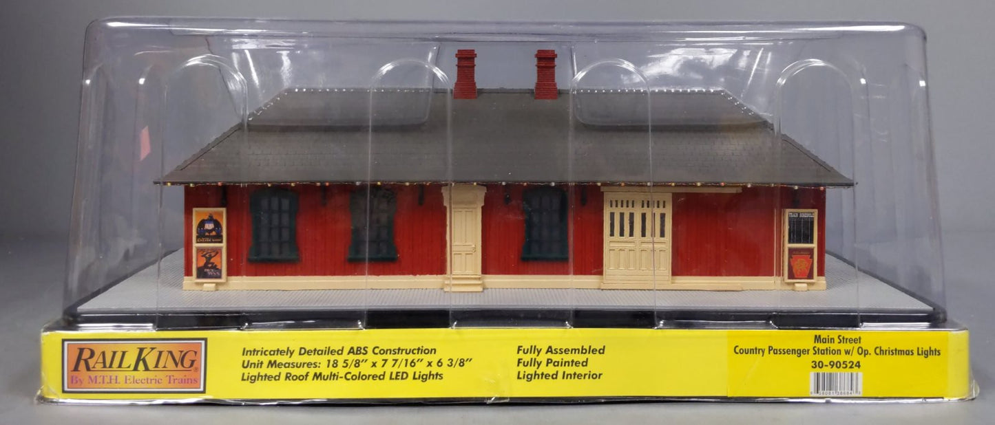 MTH 30-90524 O Main Street Country Pass Station w/ Operating Christmas Lights