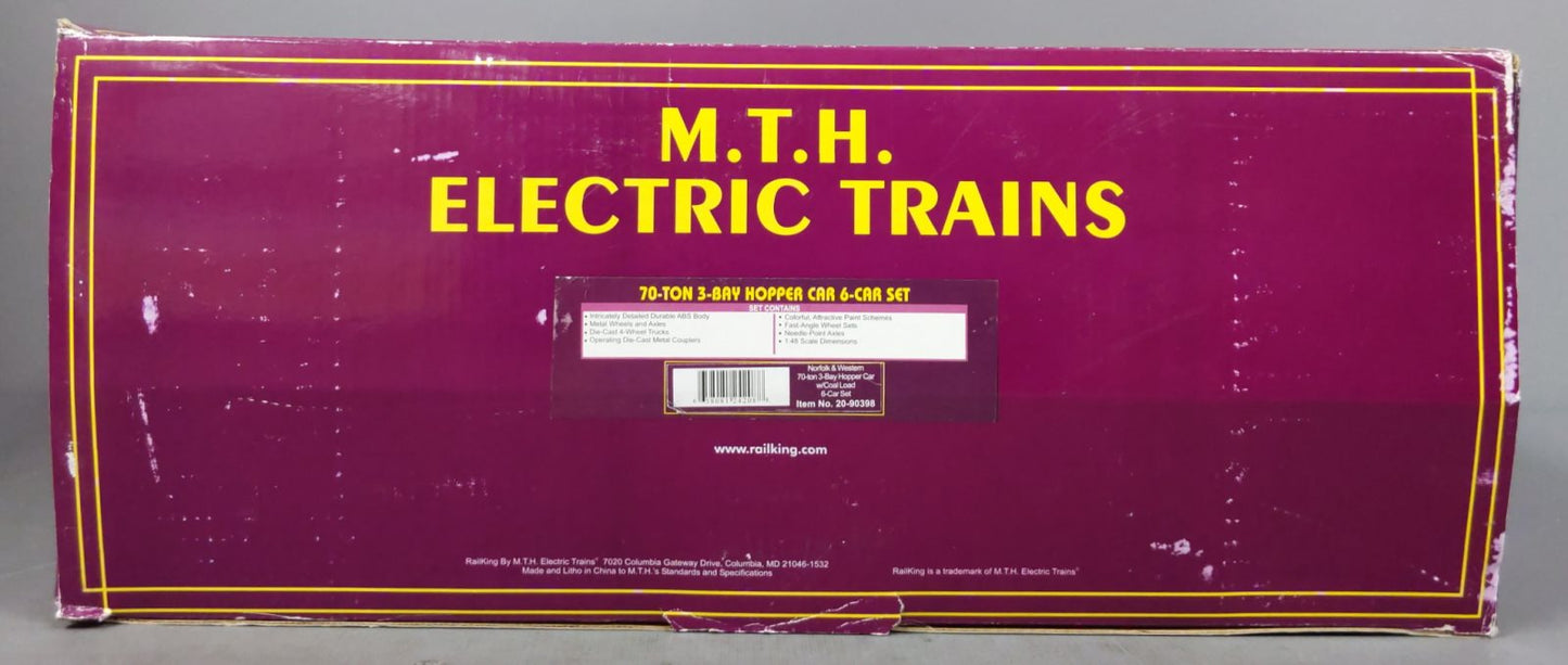 MTH 20-90398 O Norfolk & Western 70-Ton 3-Bay Hopper Car Set (Set of 6)