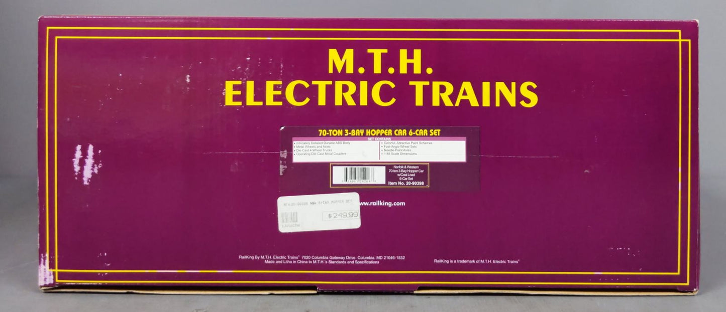 MTH 20-90398 O Norfolk & Western 70-Ton 3-Bay Hopper Car Set (Set of 6)