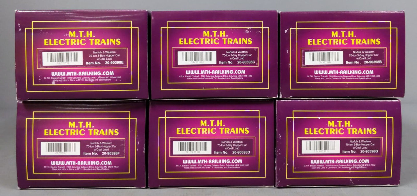 MTH 20-90398 O Norfolk & Western 70-Ton 3-Bay Hopper Car Set (Set of 6)
