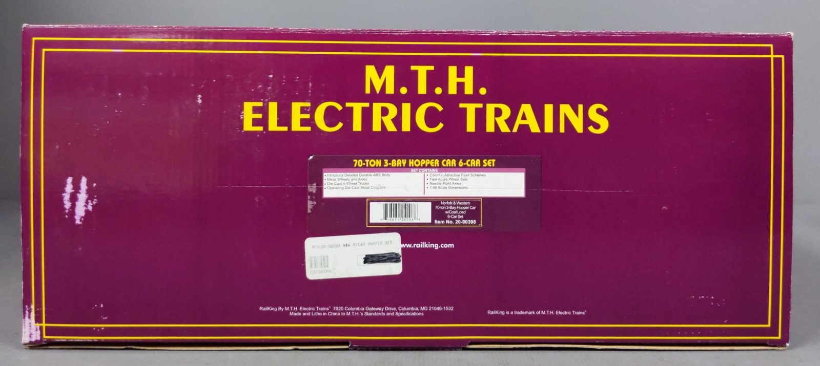MTH 20-90398 O Norfolk & Western 70-Ton 3-Bay Hopper Car Set (Set of 6)