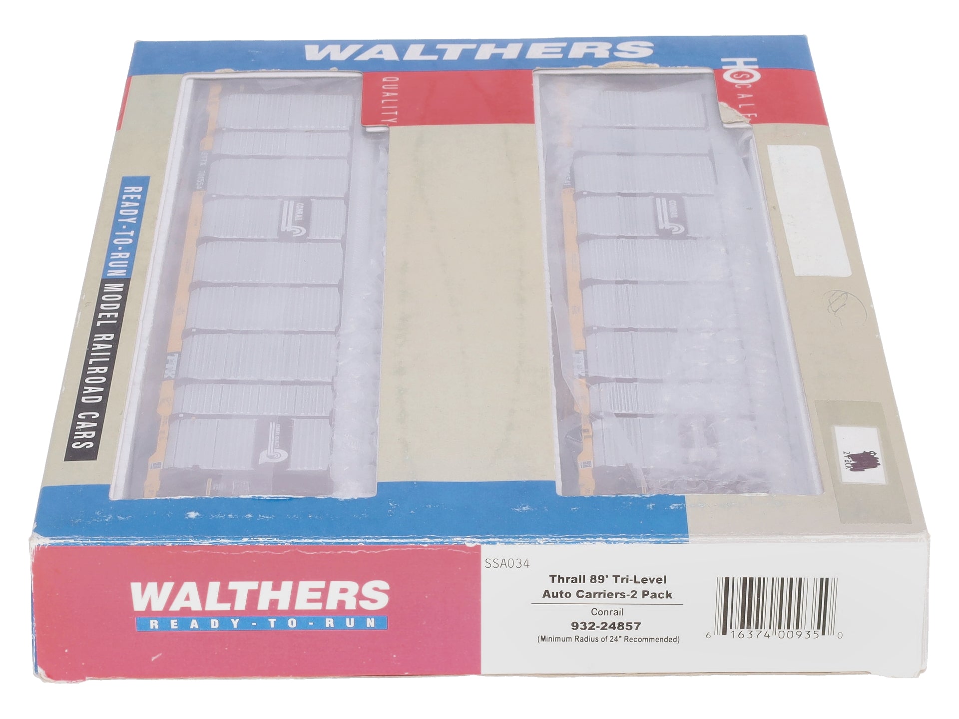 Walthers 932-24857 HO Conrail Thrall 89' Tri-Lvl Auto Carrier (Pack of 2) LN/Box