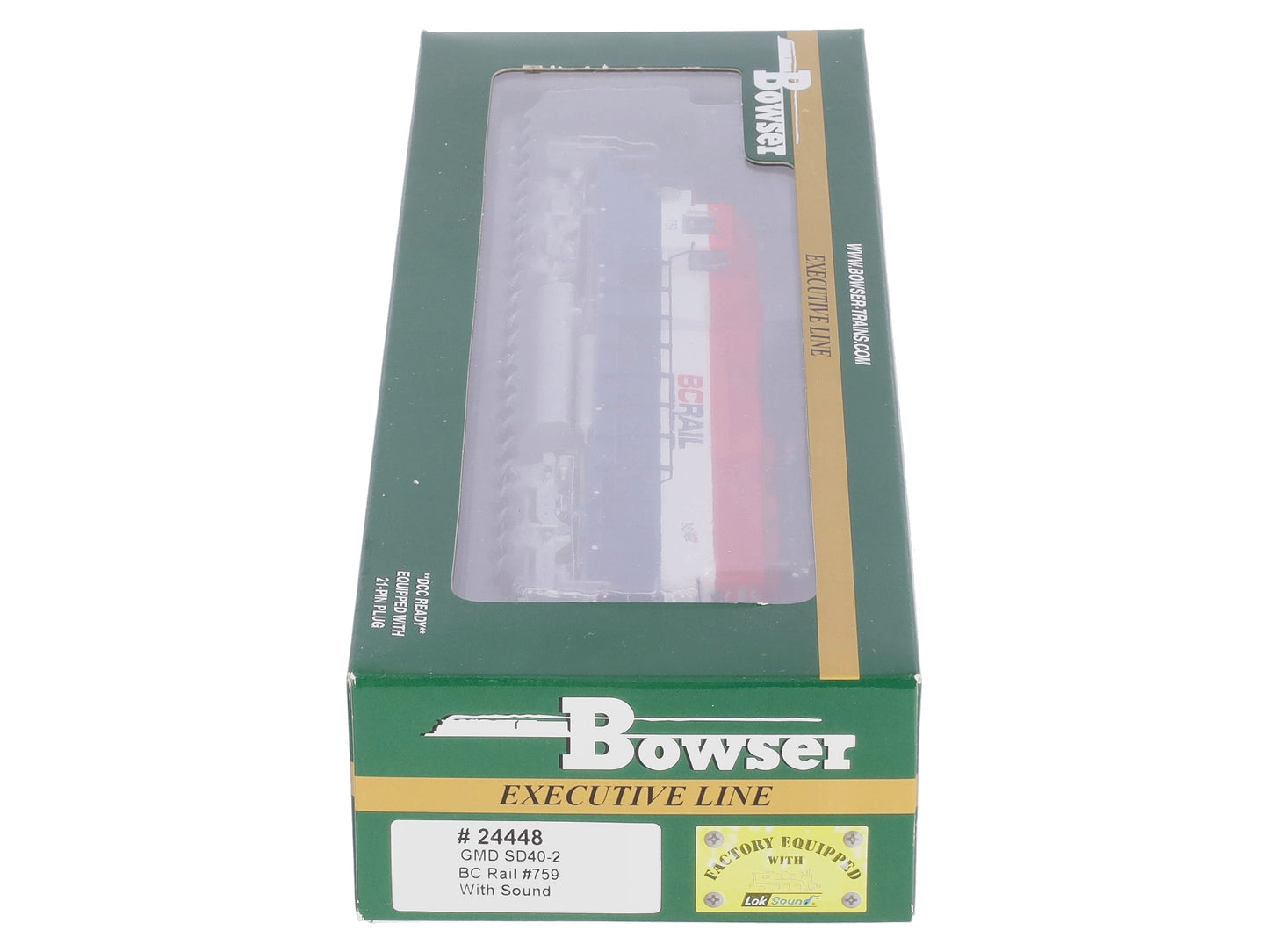 Bowser 24448 HO BC Rail GMD SD40-2 Diesel Locomotive w/DCC & Sound #759