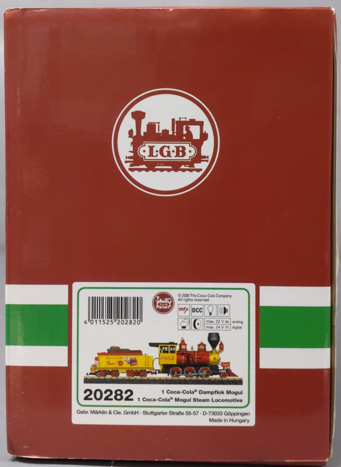 LGB 20282 G Coca Cola, Coke Mogul Steam Locomotive with DCC & Sound LN/Box